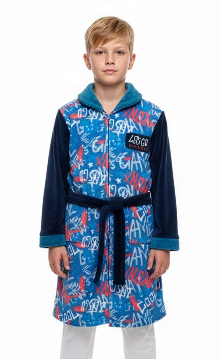 Peignoir enfant extra-doux en Coraline avec ceinture Nacarina Kinanit 8062