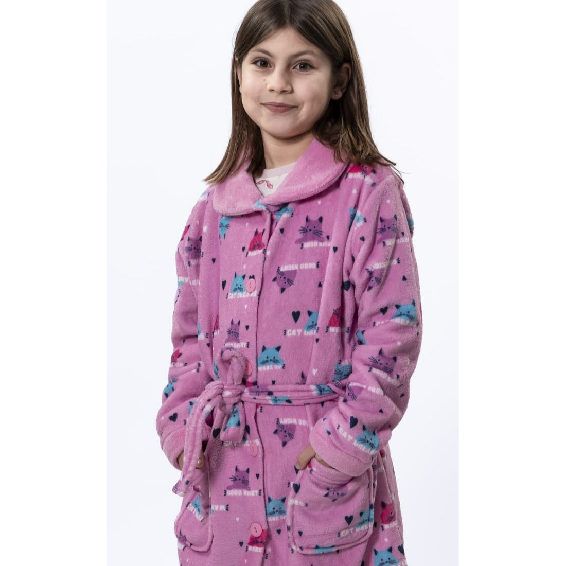 Bata niña juvenil lila con gatitos 525708131