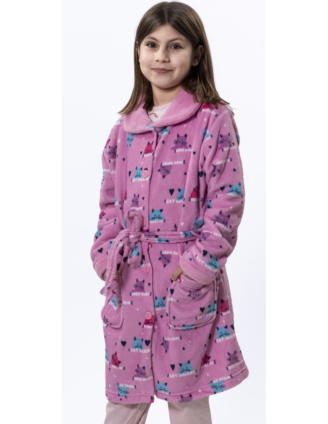 Bata niña juvenil lila con gatitos 525708131