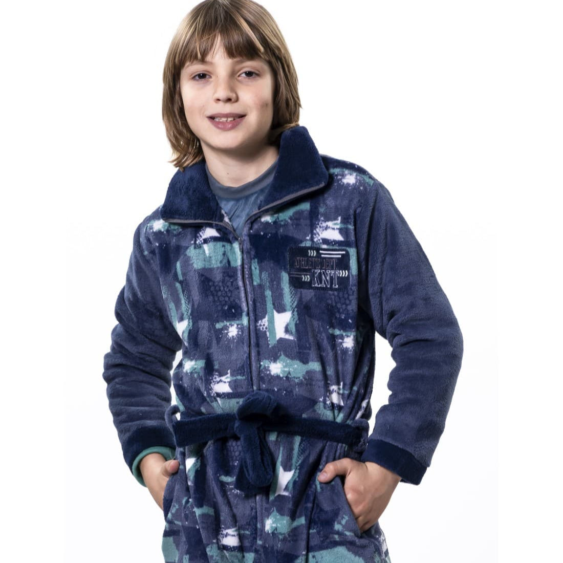 Robe de chambre pour jeune fille Nacarina 8134 KINANIT en corail doux avec imprimé étoiles