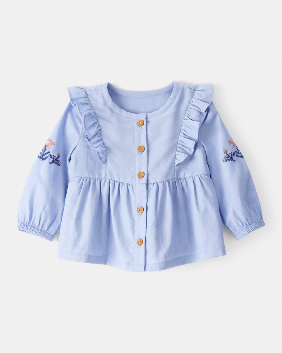 Blusa de manga larga azul