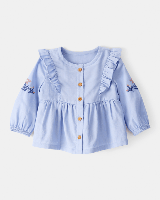 Blusa de manga larga azul