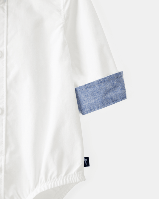 Body tipo camisa blanco de manga larga