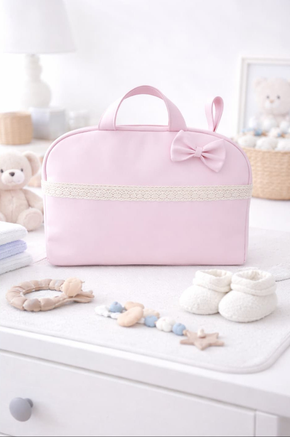 Bolso de bebé para carrito en polipiel con encaje – Alma Petit 72221