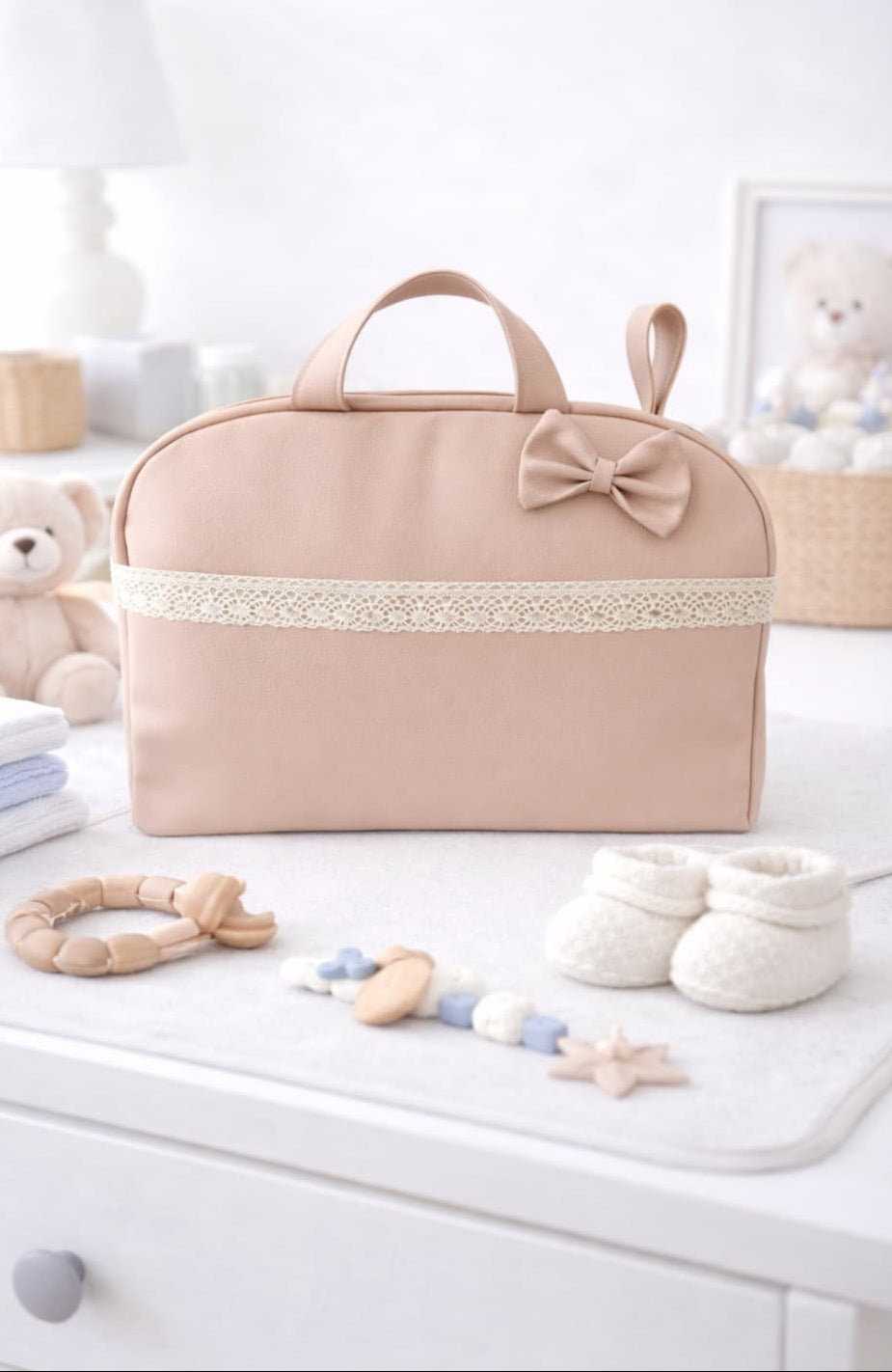 Bolso de bebé para carrito en polipiel con encaje – Alma Petit 72221