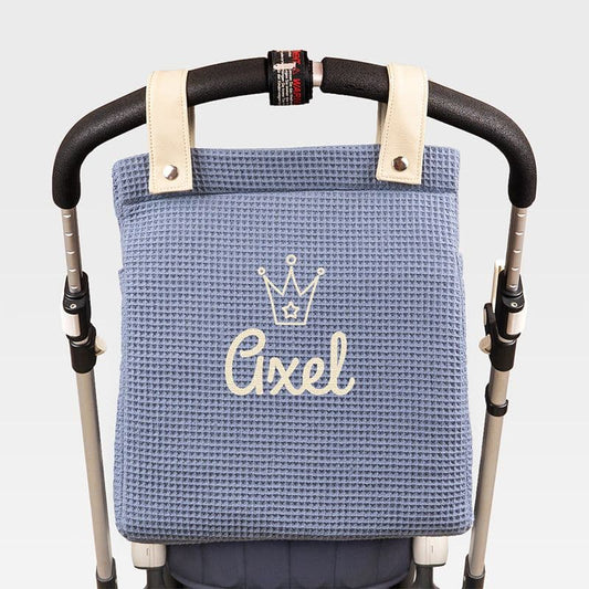 Bolso maternal bebé personalizado piqué gofre algodón acolchado azul MI PIPO 168