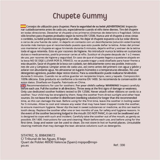 Caja chupete gummy blanco + cadenita silicona nube menta personalizada MI PIPO 332