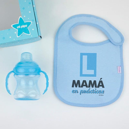 Caja regalo bebé babero + taza Yummy “Mamá en prácticas” MI PIPO