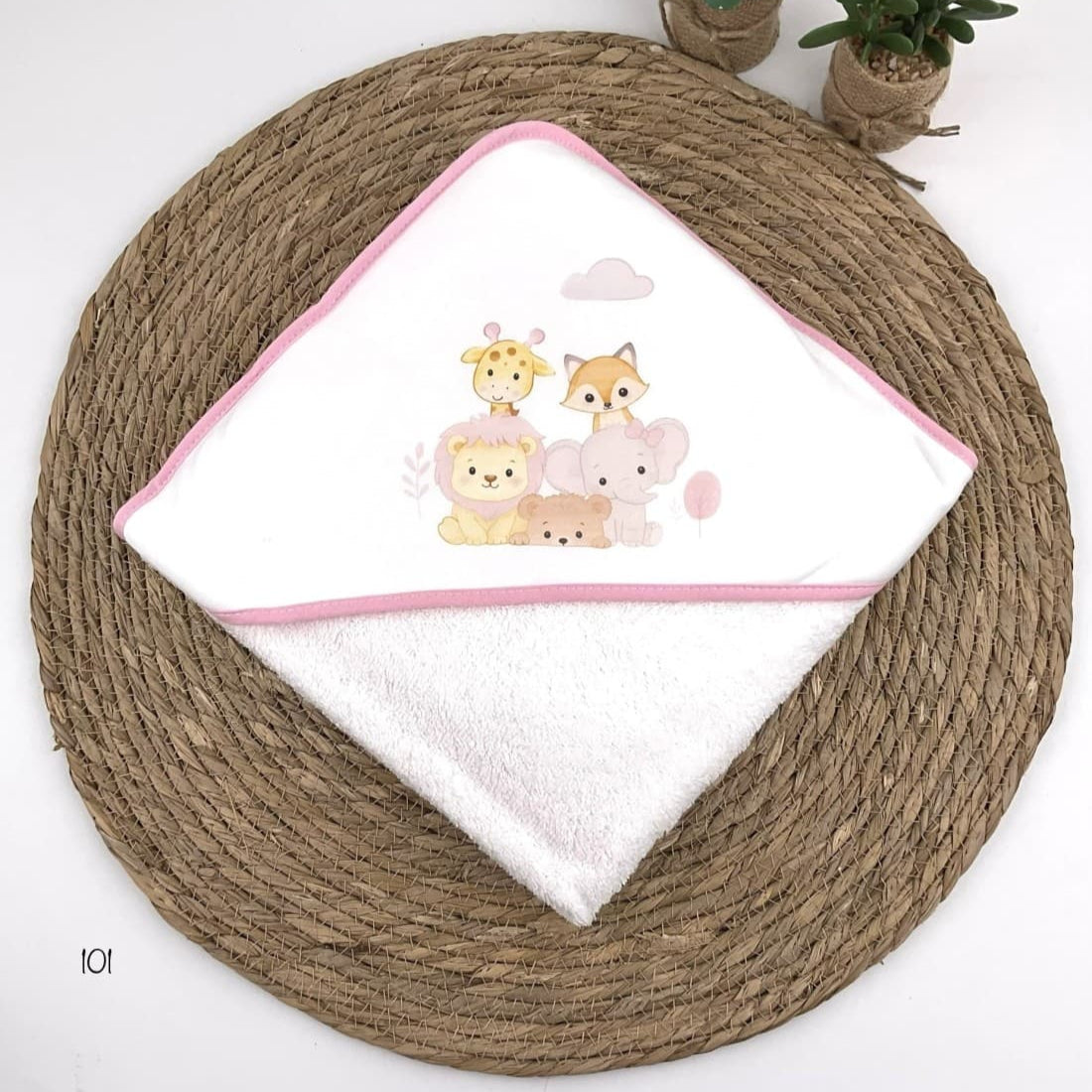 Capa de baño bebé Alma Animales 100% algodón suave Con capucha 521100101