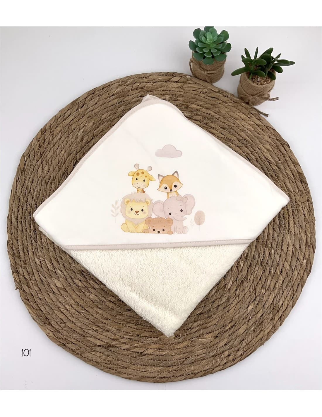 Capa de baño bebé Alma Animales 100% algodón suave Con capucha 521100101