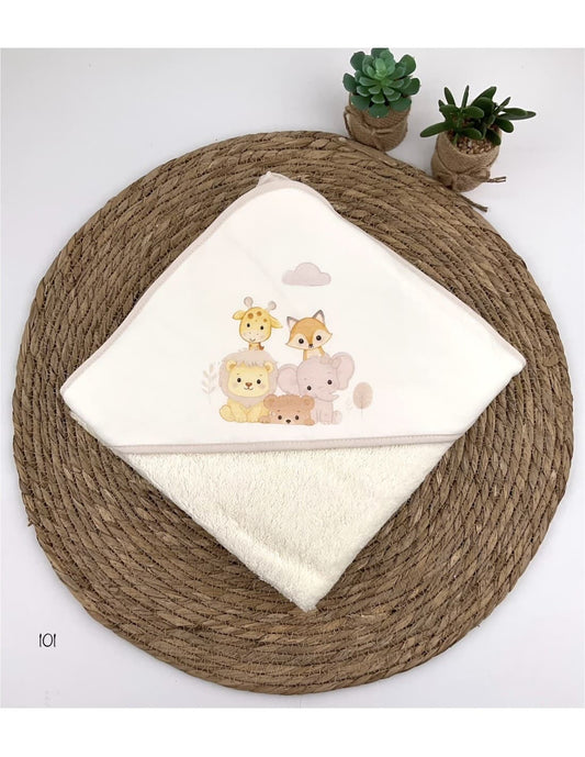 Capa de baño bebé Alma Animales 100% algodón suave Con capucha 521100101