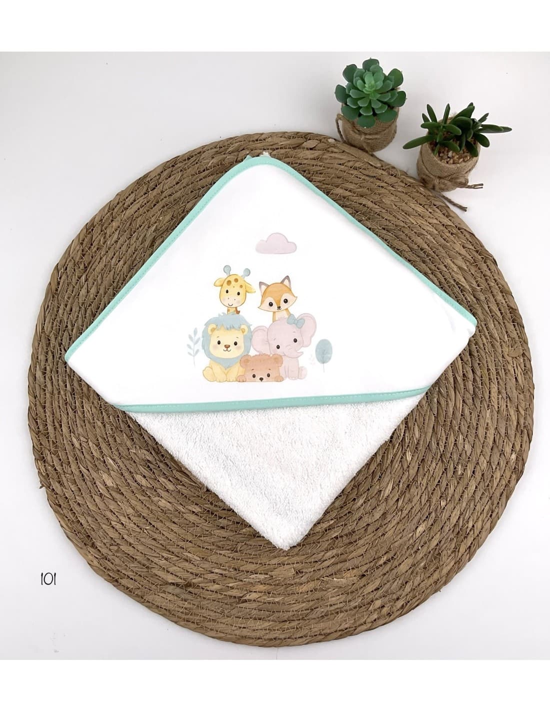 Capa de baño bebé Alma Animales 100% algodón suave Con capucha 521100101