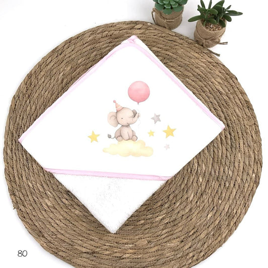 Capa de baño bebé Alma Elefante Nube Globo 100% algodón Con capucha 521100080