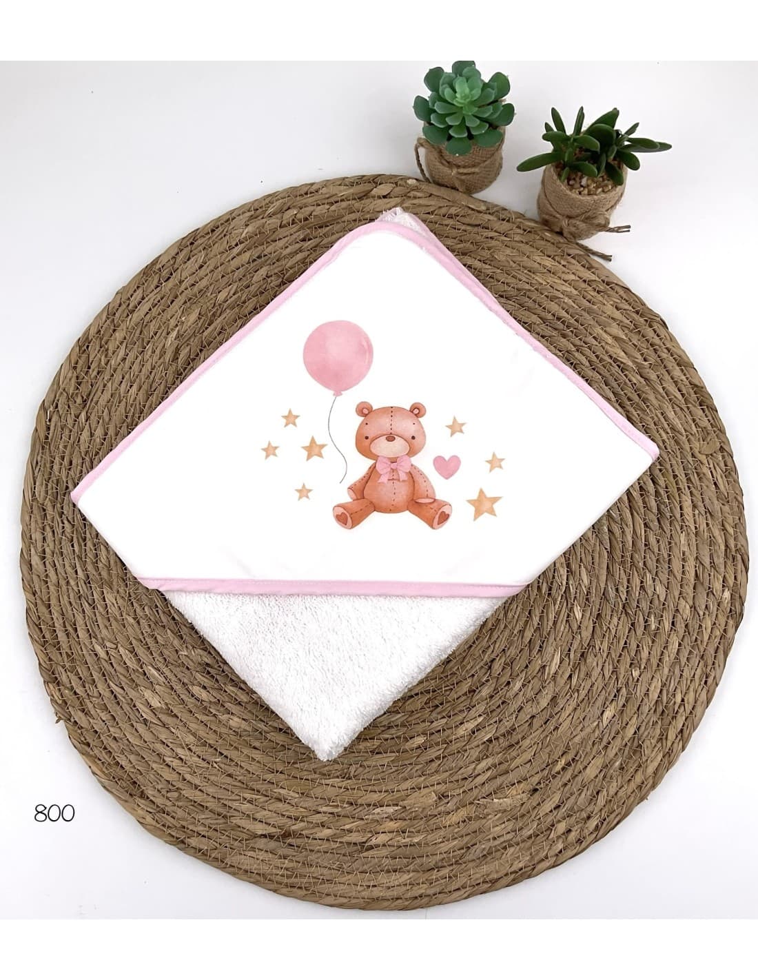 Capa de baño bebé Alma Petit Oso Globo 100% algodón suave Con capucha 521100800