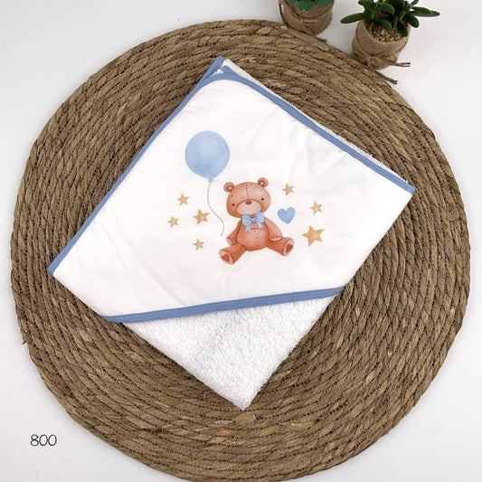 Capa de baño bebé Alma Petit Oso Globo 100% algodón suave Con capucha 521100800
