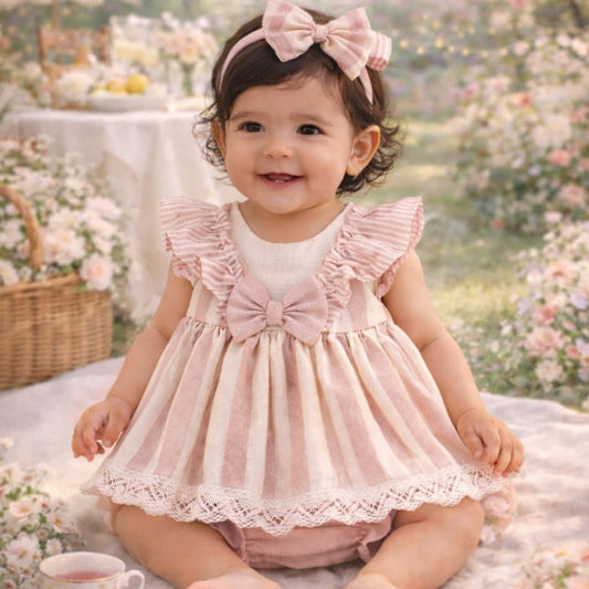 Conjunto bebé niña chambrina y braguita con encaje 622026118 – Fabricado en España