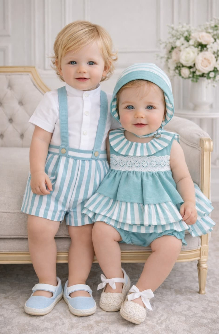 Conjunto bebé niña chambrina y braguita verde Creaciones Baby Ferr 622026119 – Hecho en España