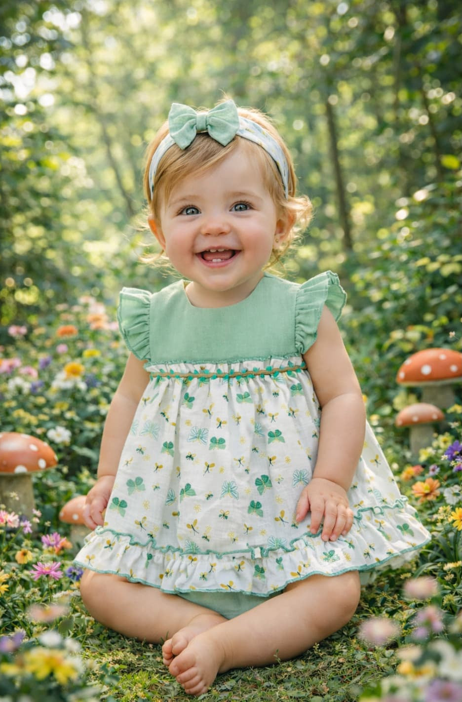 Conjunto bebé niña chambrita y braguita con estampado floral Creaciones Baby Ferr 26126 – Fabricado en España