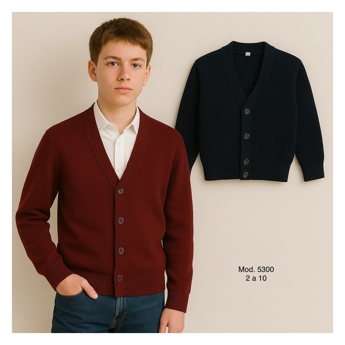 Chaqueta Colegial infantil con Botones Ref. 522105300 100% Acrílico Tallas 2 a 10