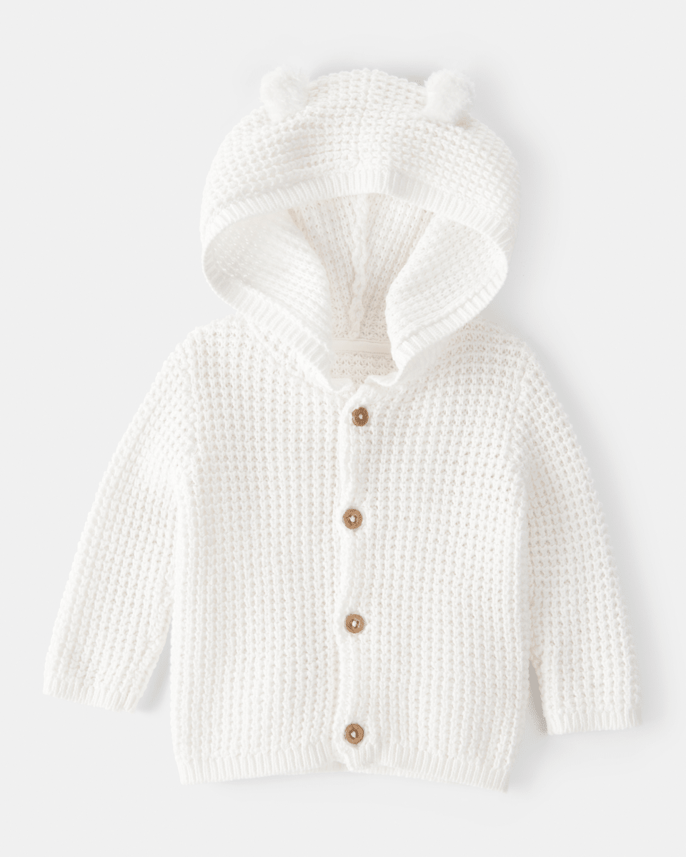 Chaqueta de punto con capucha, diseño oso