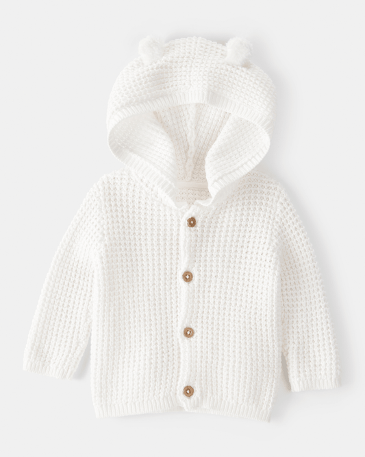 Chaqueta de punto con capucha, diseño oso