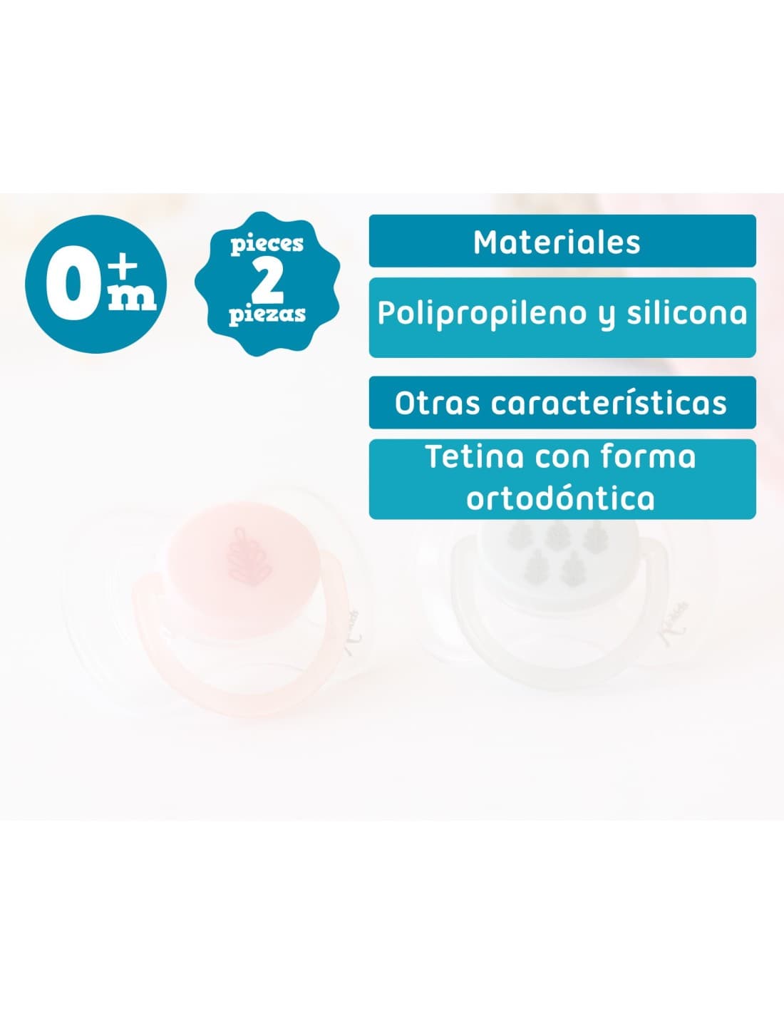 Chupete bebé KIOKIDS 2 UNIDADES ROSA 521005723