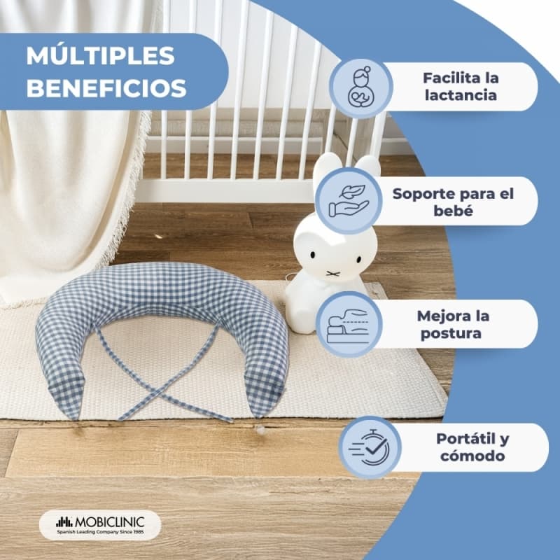 Cojín de Lactancia XXL Aura 3 en 1 Multiposición y Ajustable  Estampado Vichy Mobiclinic  MA-00701/10-GB