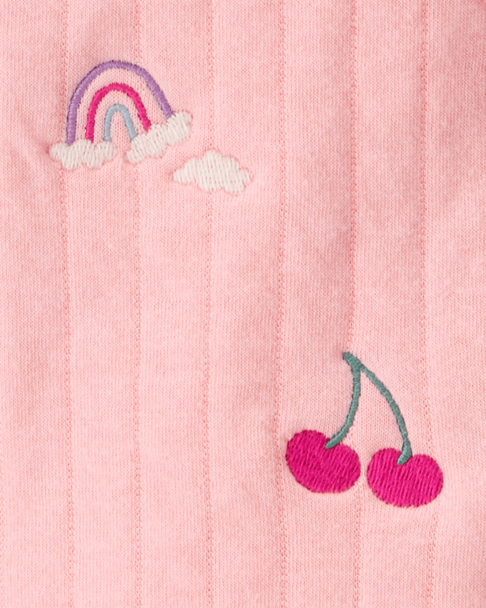 Conjunto 3 piezas con chaleco bordado de frutas