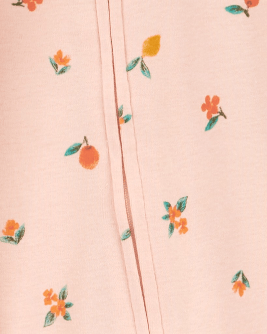 Conjunto 3 piezas de algodón, pijama con pie, pantalón y body, diseño naranjas