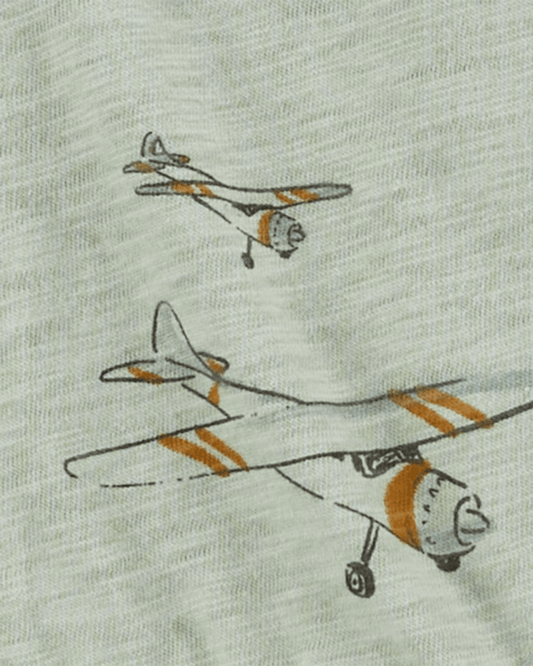Conjunto 3 piezas de chaqueta, pantalón y body corto, diseño aviones