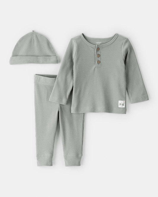 Conjunto 3 piezas de pantalón, camiseta y gorro térmico