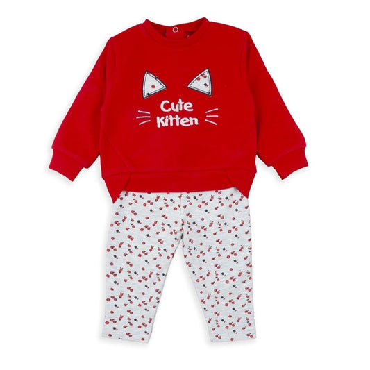 Conjunto bebé 2 piezas Babybol 522151001 – Sudadera roja y leggings estampados