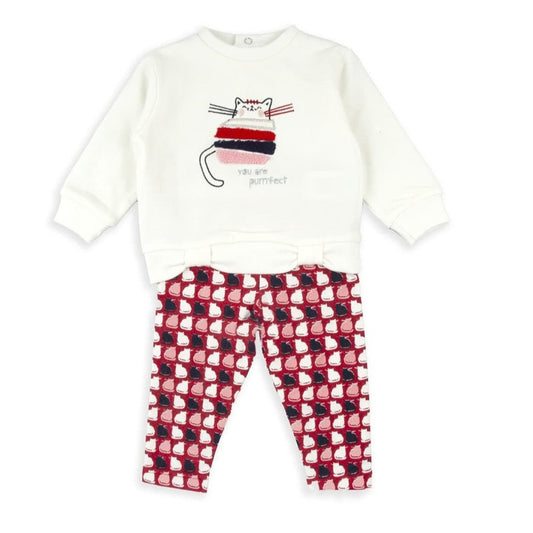 Babybol 522151005 Ensemble 2 pièces bébé fille – Chat et leggings imprimés 