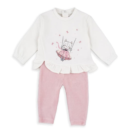 Babybol 522151010 Ensemble 2 pièces bébé fille – Chat sur une balançoire 