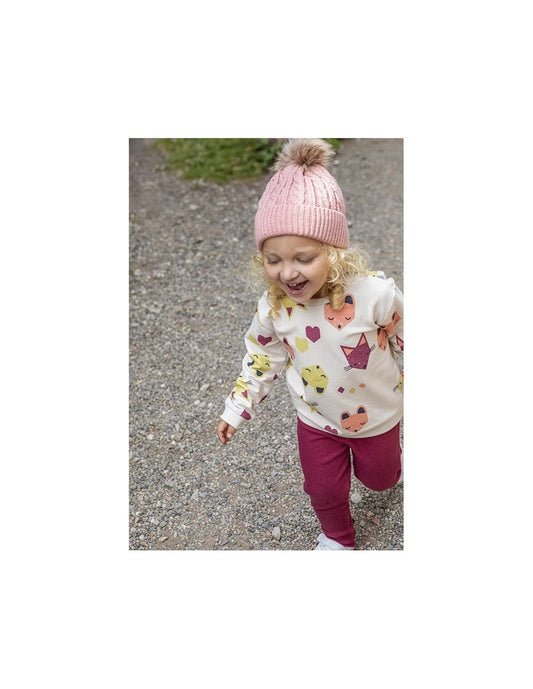 Conjunto Babybol para bebé menina 2 peças – Sweatshirt com caras de animais e leggings bordeaux (Ref. 522151042)