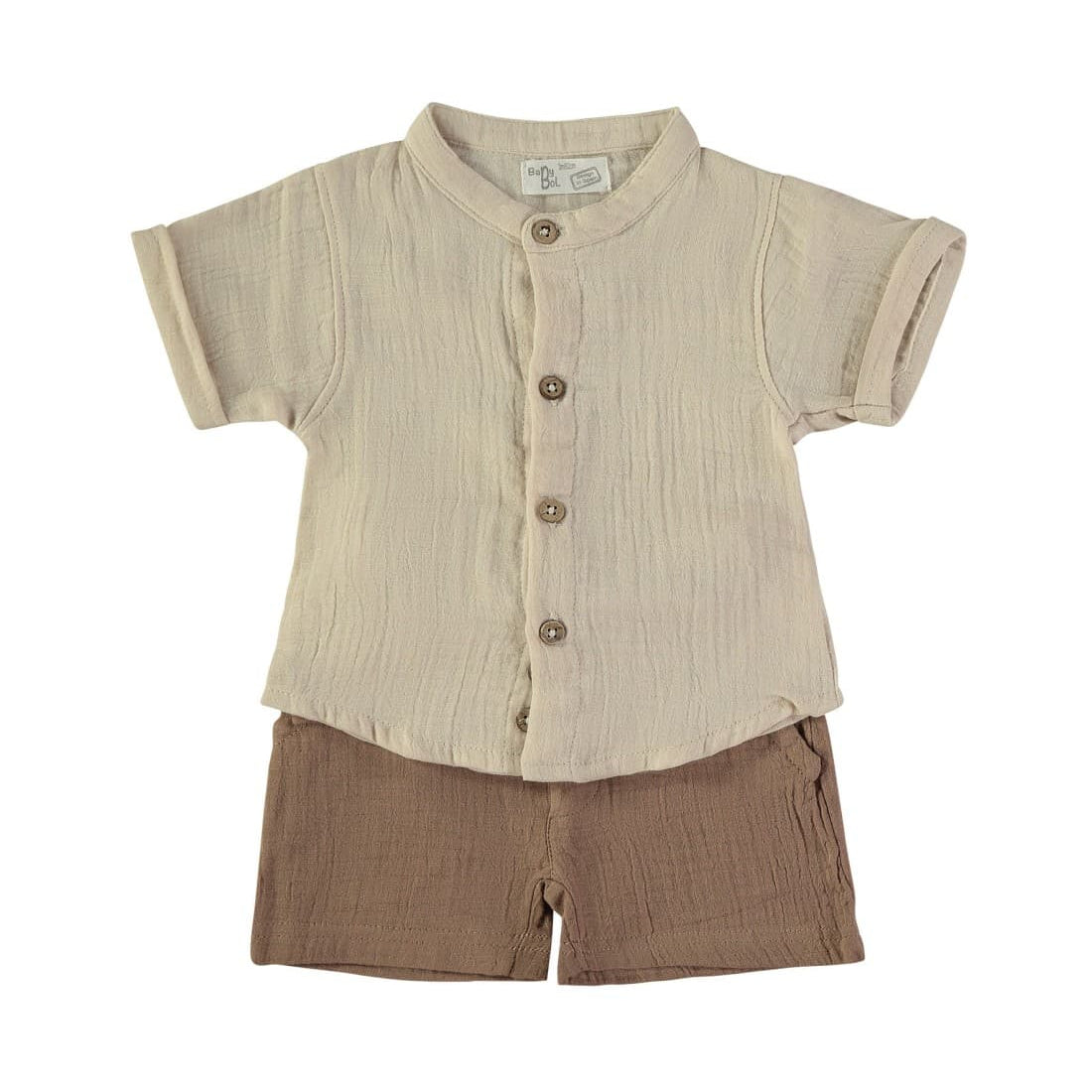Conjunto bebé niño verano beige y marrón Babybol cómodo y natural 622062710