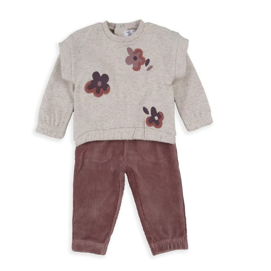 Conjunto bebé niña Babybol flores con pantalón pana 522151017 Moda infantil cómoda