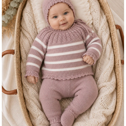 Conjunto de primera puesta maquillaje para bebé Alma Petit Lana 100% acrílico con gorrito 621100043
