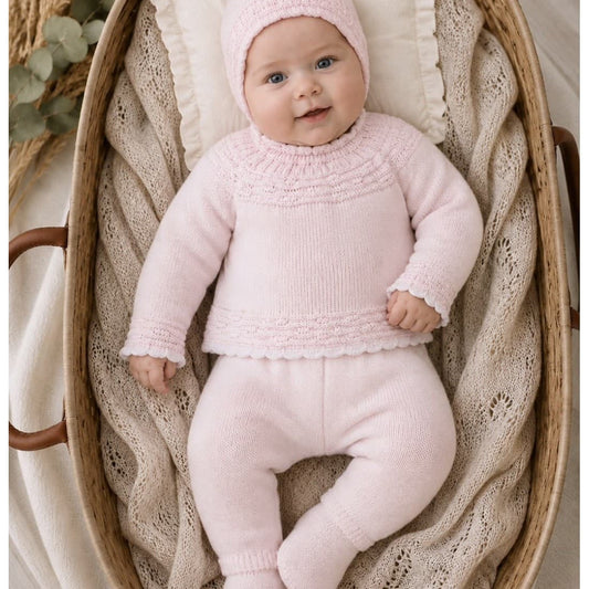 Conjunto de primera puesta rosa para bebé Lana 100% acrílico con gorrito Alma Petit 621100400
