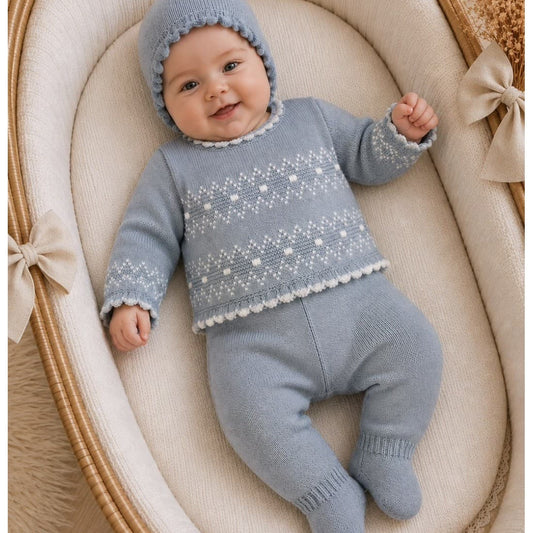 Conjunto de bebé de lana Diverchic con capota y polaina Zip Zap 621129903 Azul