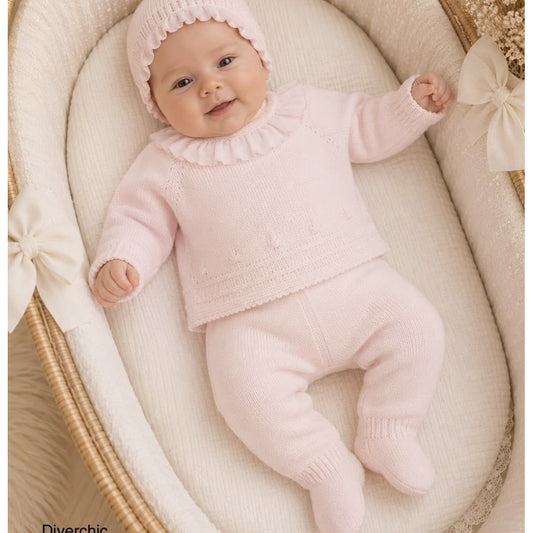 Conjunto primera puesta bebé de lana Diverchic con capota y polaina Diverchic 621129915 – rosa