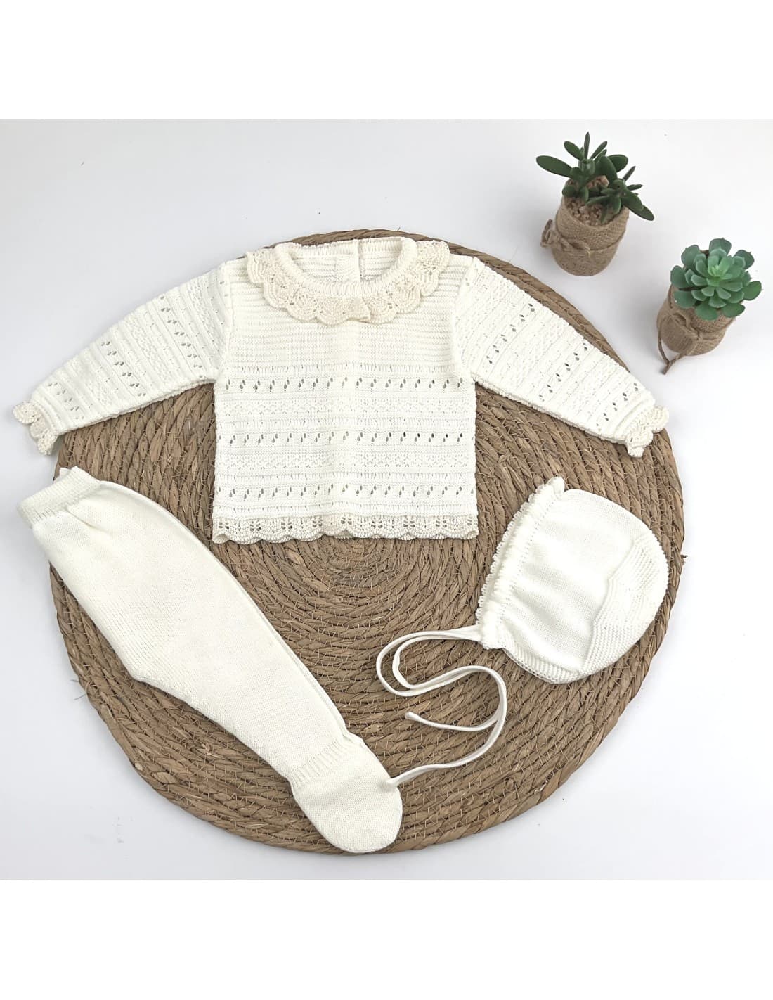 Conjunto bebé de hilo 3 piezas primera puesta – Diverchic 621029806