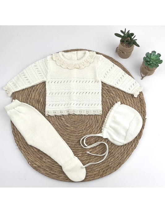 Conjunto bebé de hilo 3 piezas primera puesta – Diverchic 621029806