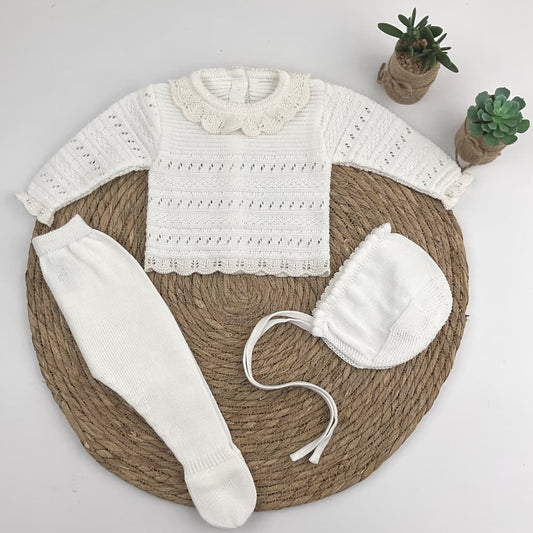 Conjunto bebé de hilo 3 piezas primera puesta – Diverchic 621029806