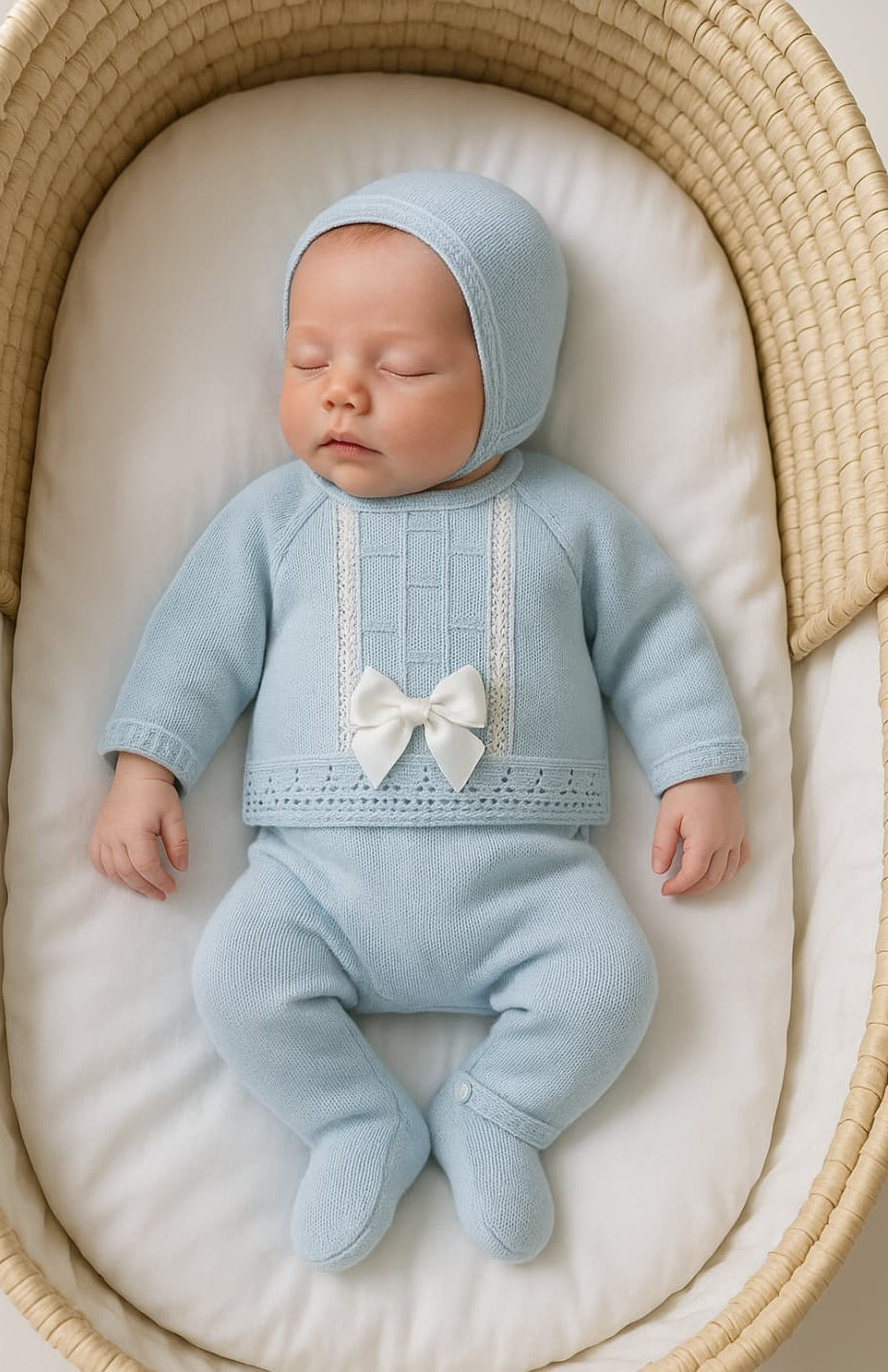 Primeiro conjunto de bebé em pérola 8005 Pelottas Celeste