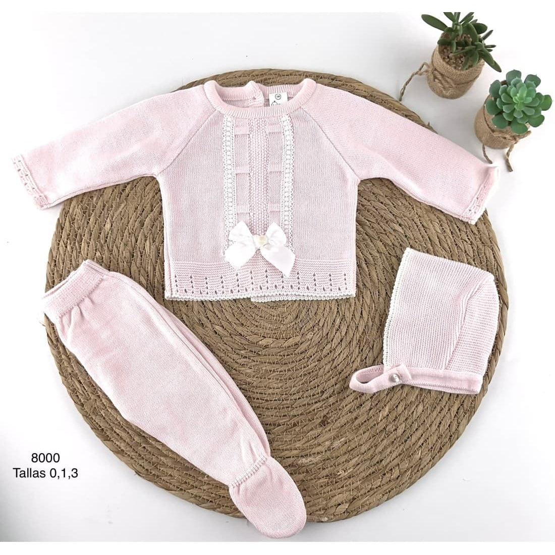 Primeiro conjunto de bebé em pérola 8005 Pelottas Celeste