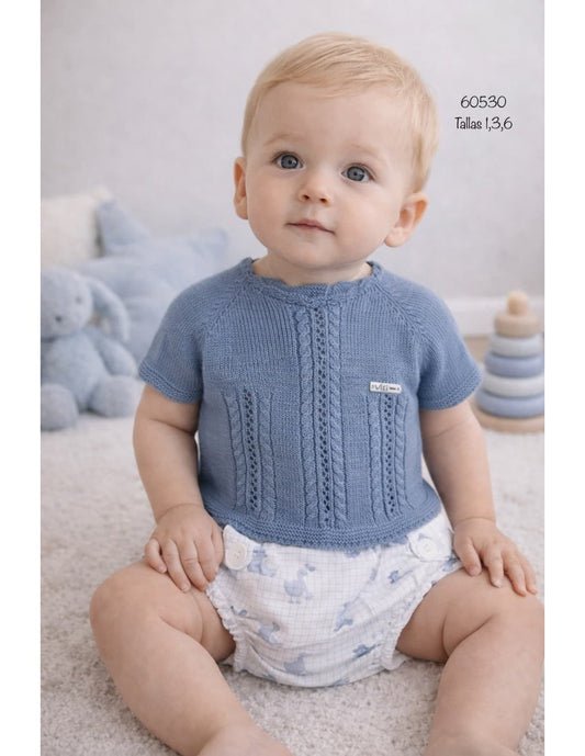 Conjunto bebé niño de hilo jersey ochos y braguita patitos – VISI 621060530
