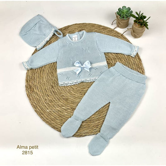 Conjunto de hilo perlé para bebé Alma Petit en celeste 321002815