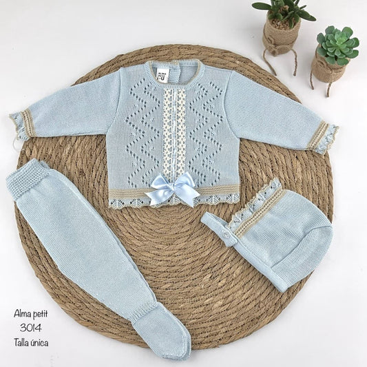 Conjunto primera puesta para bebé Alma Petit 3014 Azul Zip Zap