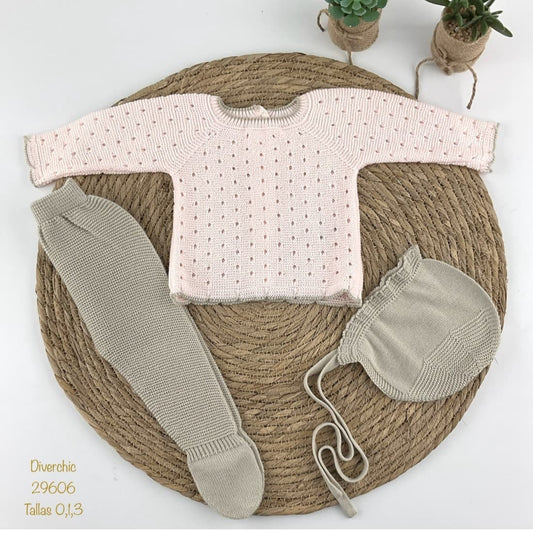 Conjunto primera puesta para bebé de perlé 29606 Diverchic Rosa